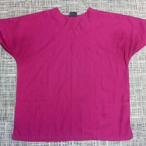 Cherokee Scrub Top womans Size Large burgundy short sleeve